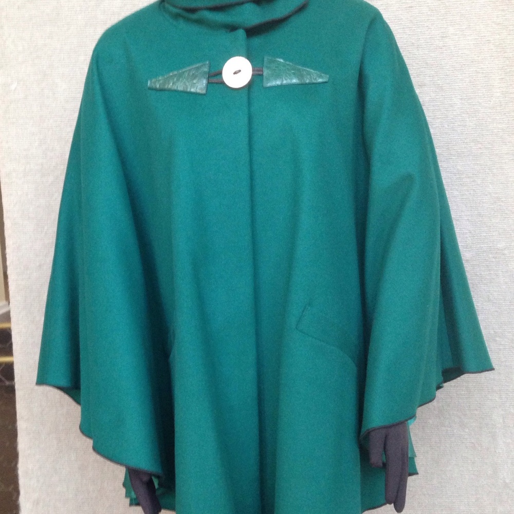 New! Cashmere Blend Wool Teal Cape